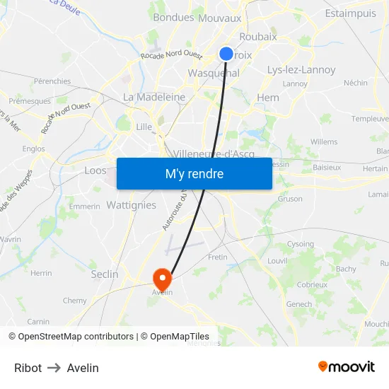Ribot to Avelin map