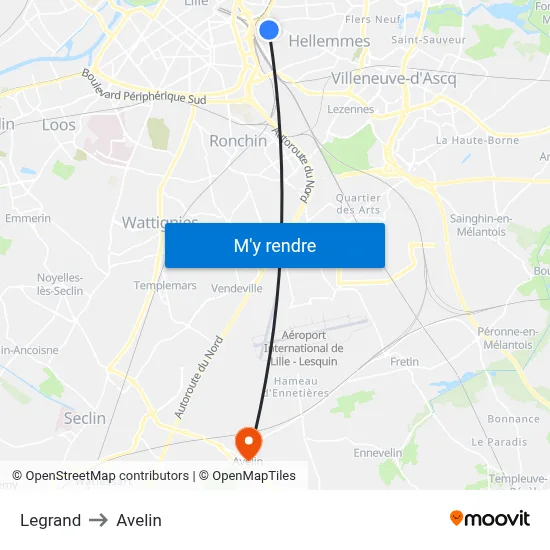 Legrand to Avelin map