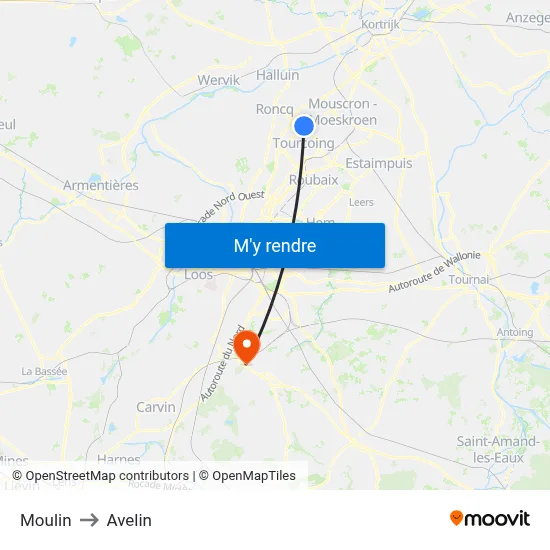 Moulin to Avelin map