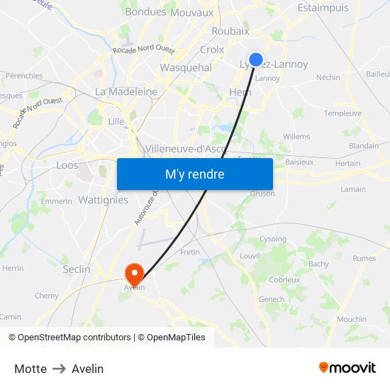 Motte to Avelin map