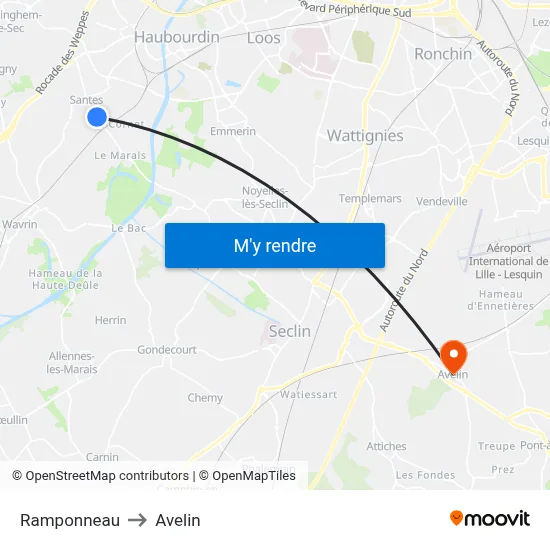 Ramponneau to Avelin map
