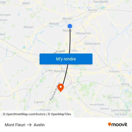 Mont Fleuri to Avelin map
