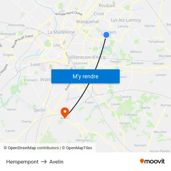 Hempempont to Avelin map