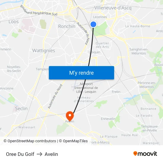 Oree Du Golf to Avelin map