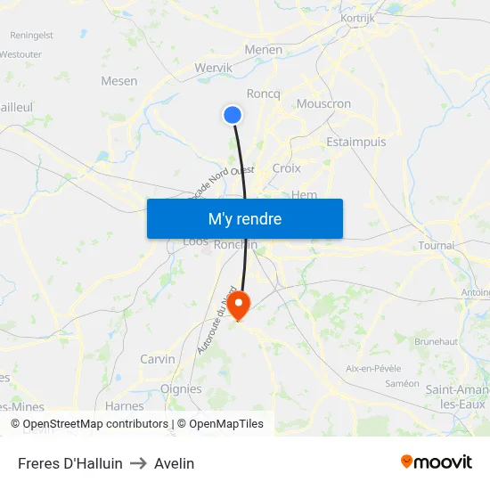 Freres D'Halluin to Avelin map