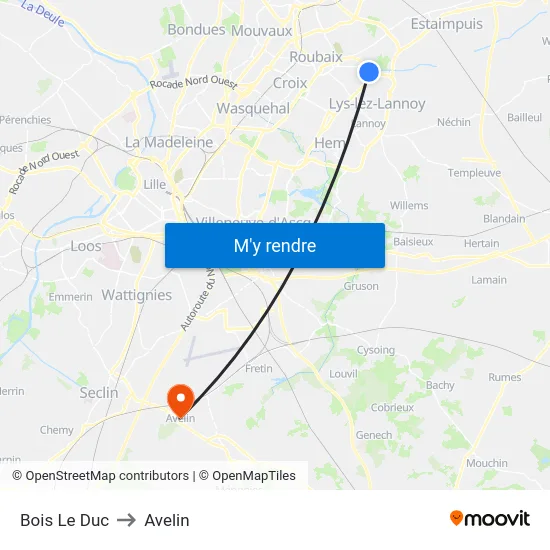 Bois Le Duc to Avelin map