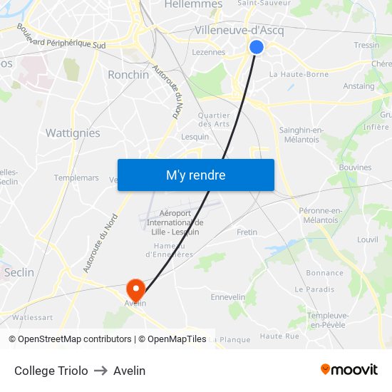 College Triolo to Avelin map