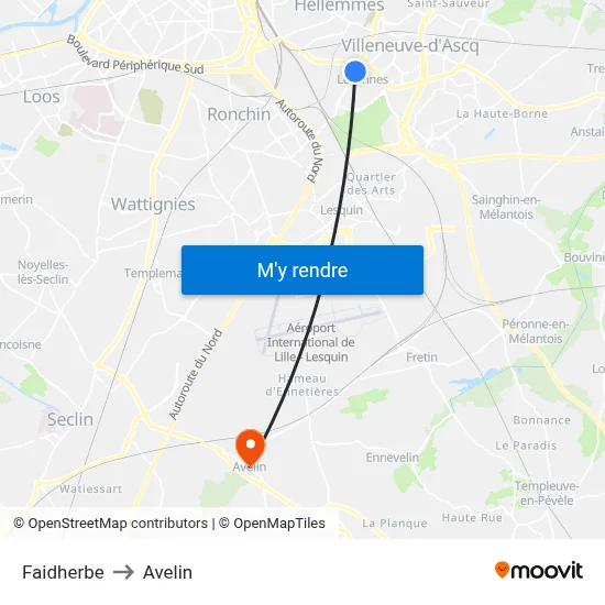 Faidherbe to Avelin map