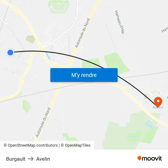 Burgault to Avelin map