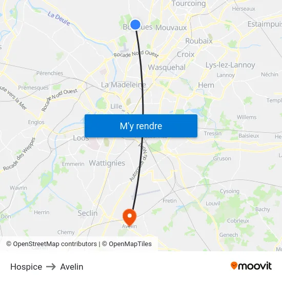 Hospice to Avelin map