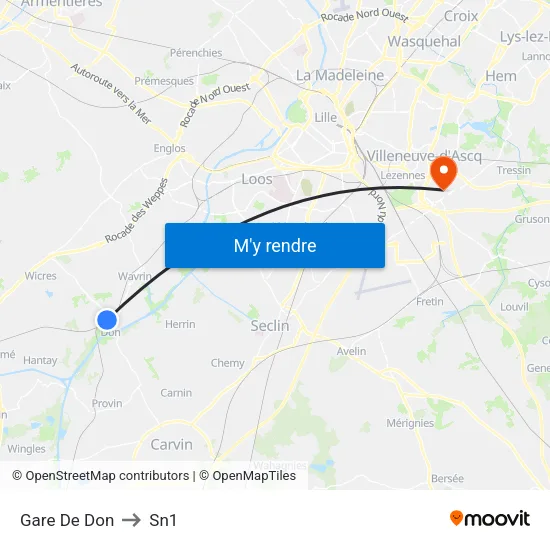 Gare De Don to Sn1 map
