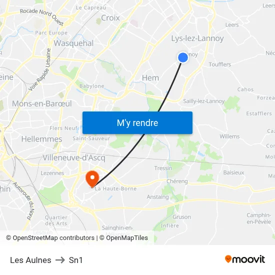 Les Aulnes to Sn1 map