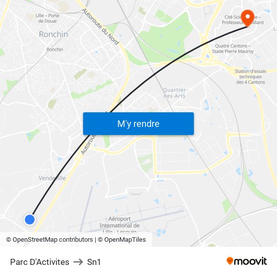 Parc D'Activites to Sn1 map