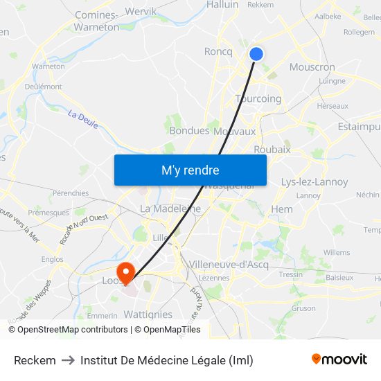 Reckem to Institut De Médecine Légale (Iml) map