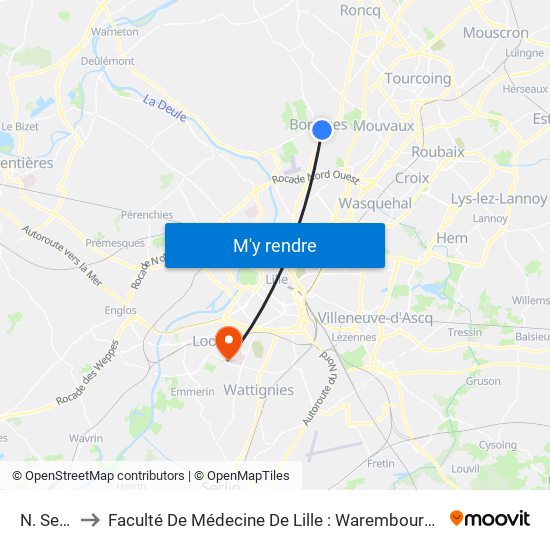 N. Segard to Faculté De Médecine De Lille : Warembourg 2 - Pôle Formation map