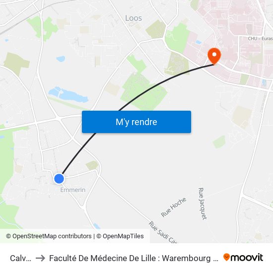 Calvaire to Faculté De Médecine De Lille : Warembourg 2 - Pôle Formation map