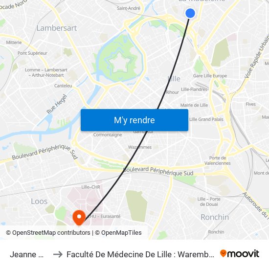 Jeanne Maillotte to Faculté De Médecine De Lille : Warembourg 2 - Pôle Formation map