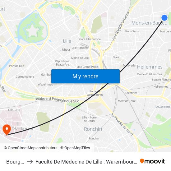 Bourgogne to Faculté De Médecine De Lille : Warembourg 2 - Pôle Formation map