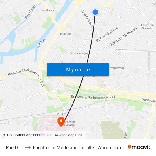 Rue De Toul to Faculté De Médecine De Lille : Warembourg 1 - Pôle Recherche map