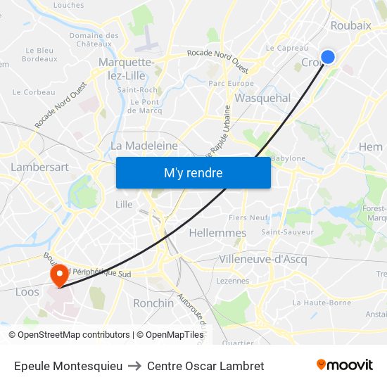 Epeule Montesquieu to Centre Oscar Lambret map