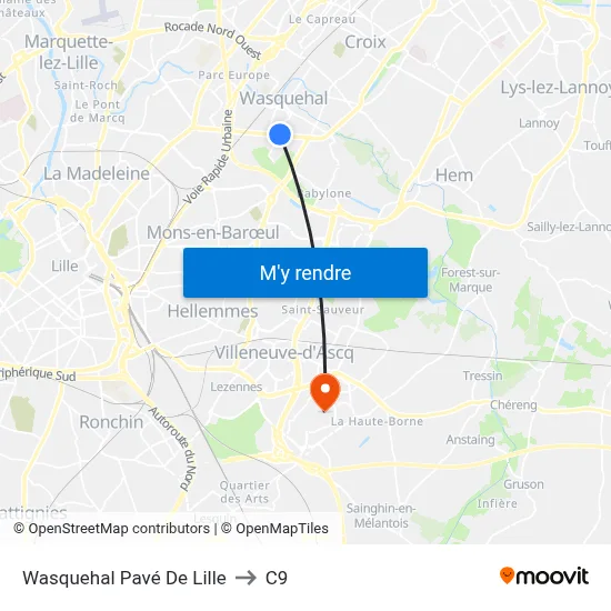 Wasquehal Pavé De Lille to C9 map