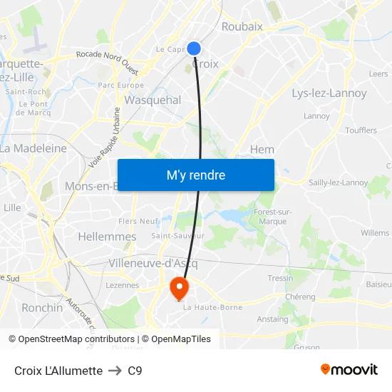 Croix L'Allumette to C9 map