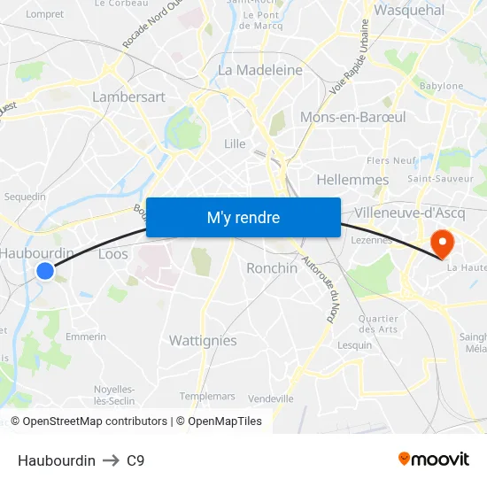 Haubourdin to C9 map