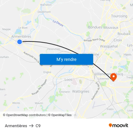 Armentières to C9 map