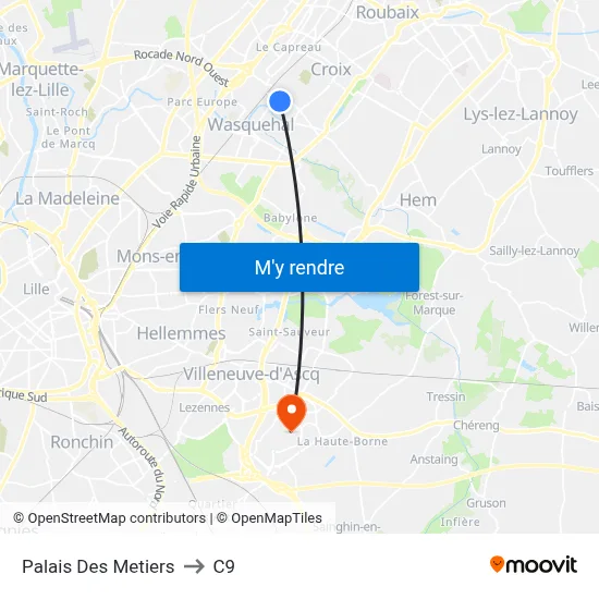 Palais Des Metiers to C9 map