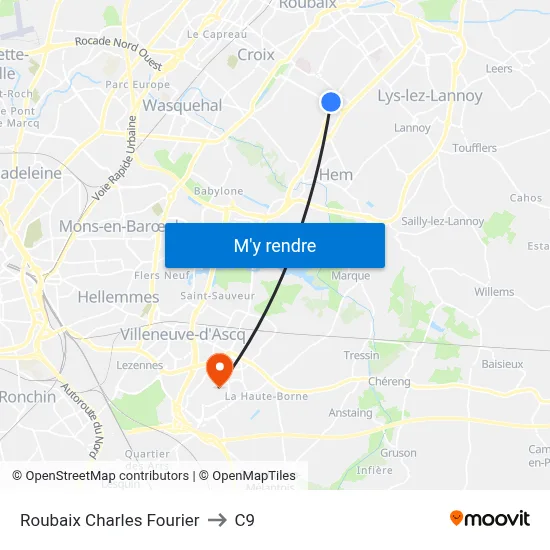 Roubaix Charles Fourier to C9 map