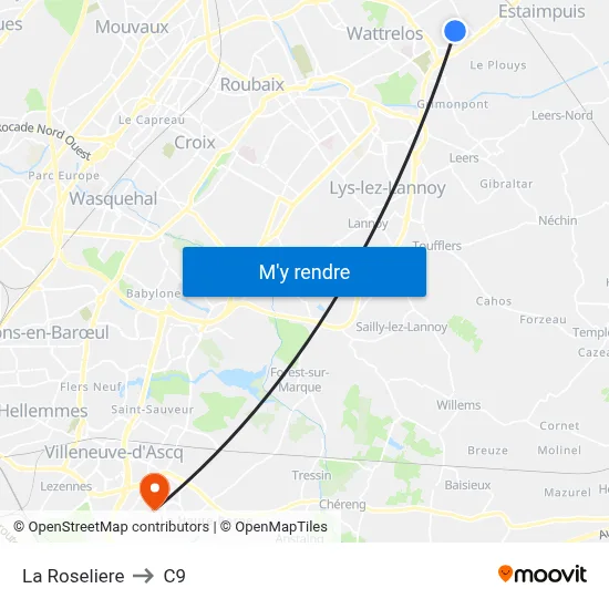La Roseliere to C9 map