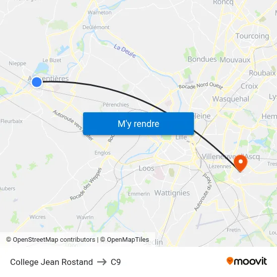 College Jean Rostand to C9 map