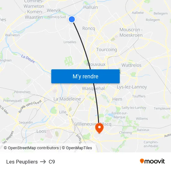 Les Peupliers to C9 map