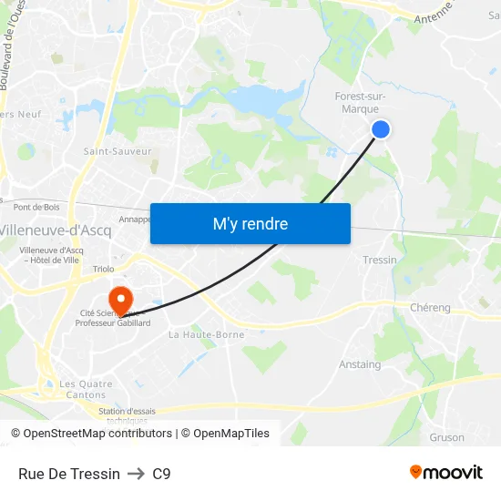 Rue De Tressin to C9 map