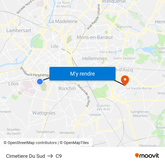 Cimetiere Du Sud to C9 map