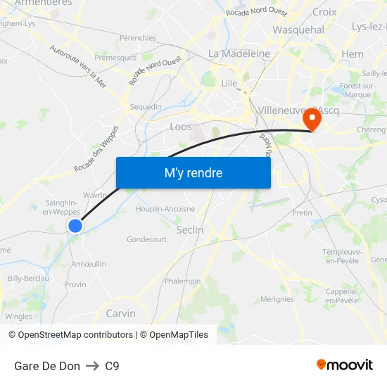 Gare De Don to C9 map