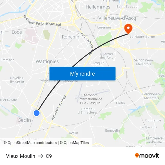 Vieux Moulin to C9 map