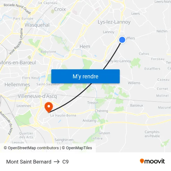 Mont Saint Bernard to C9 map