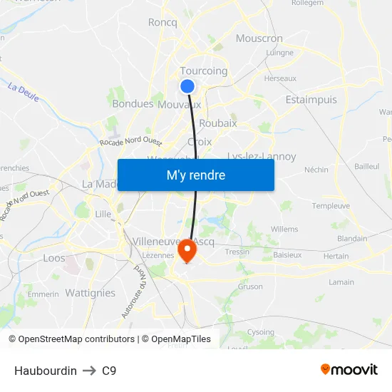 Haubourdin to C9 map