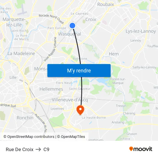 Rue De Croix to C9 map