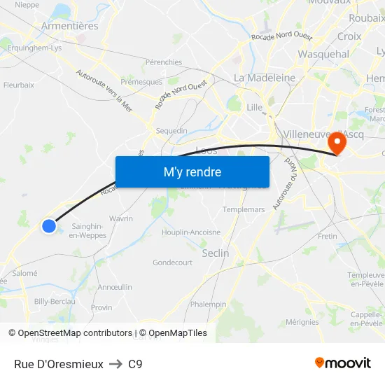 Rue D'Oresmieux to C9 map