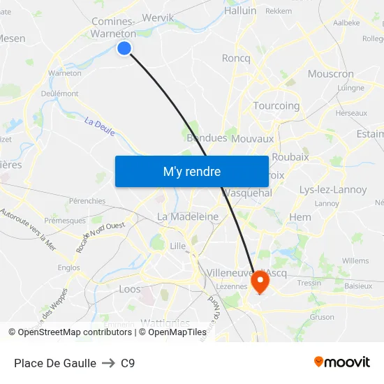 Place De Gaulle to C9 map