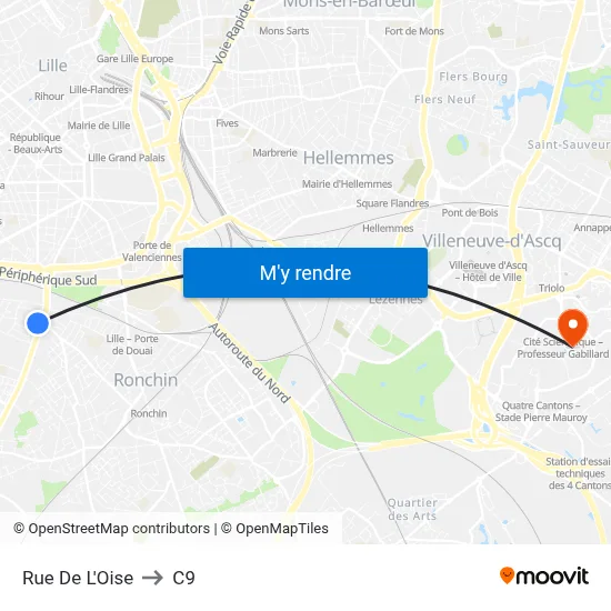 Rue De L'Oise to C9 map