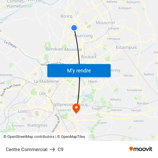 Centre Commercial to C9 map