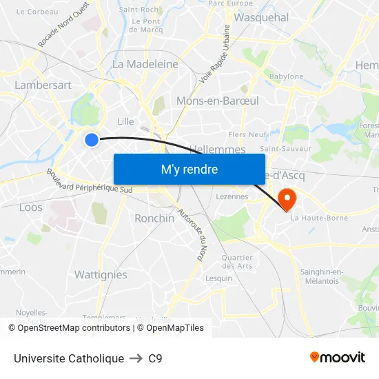 Universite Catholique to C9 map