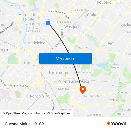 Quesne Mairie to C9 map