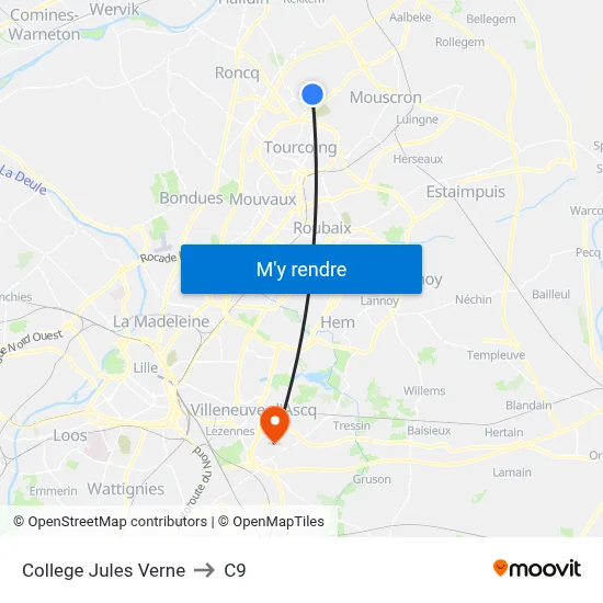 College Jules Verne to C9 map
