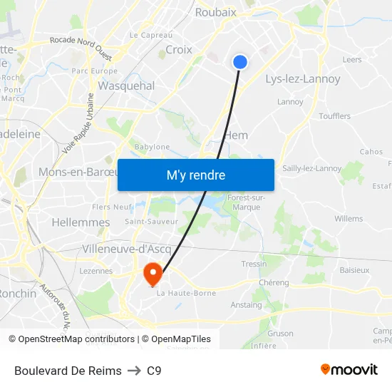 Boulevard De Reims to C9 map