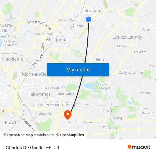 Charles De Gaulle to C9 map