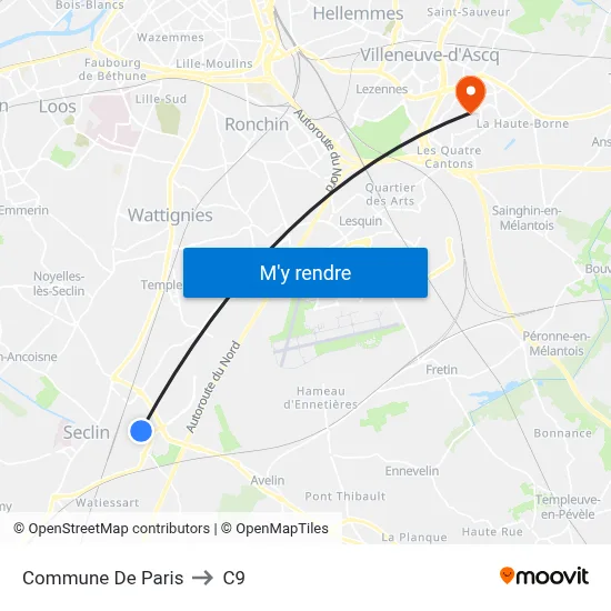 Commune De Paris to C9 map